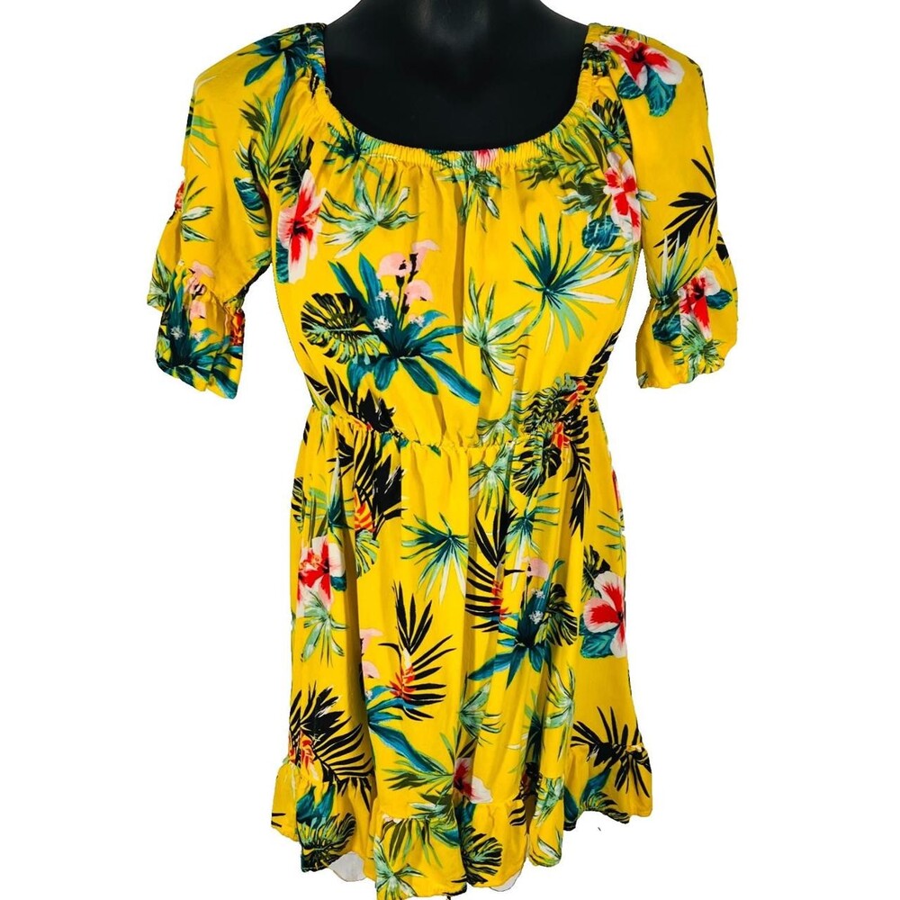 New Look Women's Yellow and Green Summer-dresses